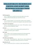 STRAIGHTERLINE MICROBIOLOGY&NewLine;CERTIFICATION SCRIPT 2026&NewLine;QUESTIONS WITH SOLUTIONS&NewLine;GRADED A&plus;&NewLine;
