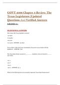 GOVT 2306 Chapter 3 Review&colon; The &NewLine;Texas Legislature&vert;Updated &NewLine;Questions And Verified Answers &NewLine;GRADED A&plus;