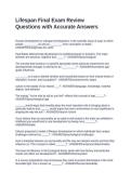 Lifespan Final Exam Review Questions with Accurate Answers&NewLine;&NewLine;