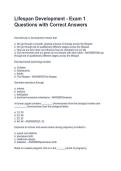 Lifespan Development - Exam 1 Questions with Correct Answers&NewLine;&NewLine;