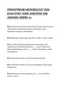 STRAIGHTERLINE MICROBIOLOGY 2026&NewLine;EXAM STUDY GUIDE QUESTIONS AND&NewLine;ANSWERS VERIFIED A&plus;