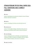 STRAIGHTERLINE PSY120 FINAL PAPER 2026&NewLine;FULL QUESTIONS AND CORRECT&NewLine;ANSWERS&NewLine;