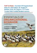 Full Test Bank - Essentials Of Organizational Behavior 16th Edition&comma; By Stephen P&period; Robbins With All Chapters 1-17&sol; Latest Version With Verified Detailed Answers