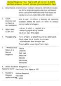 Dental Hygiene Final Exam with all Correct & 100&percnt; Verified Answers &vert;Latest Version &vert;Guaranteed to Pass