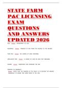 STATE FARM P&C LICENSING EXAM QUESTIONS AND ANSWERS UPDATED 2026