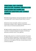 STRUCTURAL PEST CONTROL&NewLine;APPLICATORS TRAINING CERTIFICATION&NewLine;EVALUATION TEST PAPER 2026&NewLine;COMPLETE QUESTIONS AND CORRECT&NewLine;ANSWERS&NewLine;