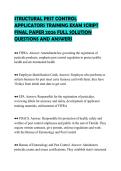 STRUCTURAL PEST CONTROL&NewLine;APPLICATORS TRAINING EXAM SCRIPT&NewLine;FINAL PAPER 2026 FULL SOLUTION&NewLine;QUESTIONS AND ANSWERS
