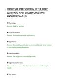 STRUCTURE AND FUNCTION OF THE BODY&NewLine;2026 FINAL PAPER SOLVED QUESTIONS&NewLine;ANSWER KEY APLUS&NewLine;