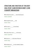 STRUCTURE AND FUNCTION OF THE BODY&NewLine;2026 STUDY GUIDE REVISION SHEET CORE&NewLine;CONCEPT BREAKDOWN&NewLine;