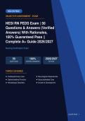HESI RN PEDS Exam 50 Questions & Answers Actual Exam 2026&sol;2027 &ndash; Complete Exam-Style Questions &vert; 100&percnt; Verified Rationales &ndash; Pass Guaranteed &ndash; A&plus; Graded