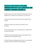 Structure and Function of the Body&NewLine;PREPARATION TEST 2026 QUESTIONS AND&NewLine;CORRECT ANSWERS GRADED A&plus;