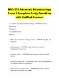 NSG 533 Advanced Pharmacology &NewLine;Exam 1 Complete Study Questions &NewLine;with Verified Answers 