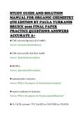 STUDY GUIDE AND SOLUTION&NewLine;MANUAL FOR ORGANIC CHEMISTRY&NewLine;9TH EDITION BY PAULA YURKANIS&NewLine;BRUICE 2026 FINAL PAPER&NewLine;PRACTICE QUESTIONS ANSWERS&NewLine;ACCURATE A&plus;&NewLine;