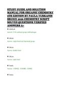 STUDY GUIDE AND SOLUTION&NewLine;MANUAL FOR ORGANIC CHEMISTRY&NewLine;9TH EDITION BY PAULA YURKANIS&NewLine;BRUICE 2026 CHEMISTRY SCRIPT&NewLine;SOLVED QUESTIONS VERIFIED&NewLine;ANSWERS A&plus;