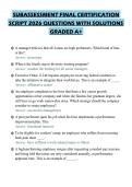 SUBASSESSMENT FINAL CERTIFICATION&NewLine;SCRIPT 2026 QUESTIONS WITH SOLUTIONS&NewLine;GRADED A&plus;&NewLine;