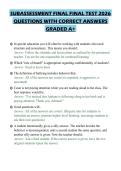 SUBASSESSMENT FINAL FINAL TEST 2026&NewLine;QUESTIONS WITH CORRECT ANSWERS&NewLine;GRADED A&plus;