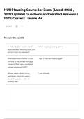 HUD Housing Counselor Exam &lpar;Latest 2026 &sol; 2027 Update&rpar; Questions and Verified Answers &vert; 100&percnt; Correct &vert; Grade A&plus;