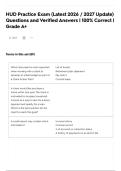 HUD Practice Exam &lpar;Latest 2026 &sol; 2027 Update&rpar; Questions and Verified Answers &vert; 100&percnt; Correct &vert; Grade A&plus;
