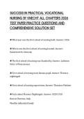 SUCCESS IN PRACTICAL VOCATIONAL&NewLine;NURSING BY KNECHT ALL CHAPTERS 2026&NewLine;TEST PAPER PRACTICE QUESTIONS AND&NewLine;COMPREHENSIVE SOLUTION SET