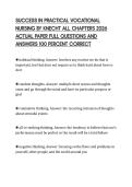 SUCCESS IN PRACTICAL VOCATIONAL&NewLine;NURSING BY KNECHT ALL CHAPTERS 2026&NewLine;ACTUAL PAPER FULL QUESTIONS AND&NewLine;ANSWERS 100 PERCENT CORREC