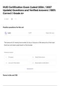 HUD Certification Exam &lpar;Latest 2026 &sol; 2027 Update&rpar; Questions and Verified Answers &vert; 100&percnt; Correct &vert; Grade A&plus;