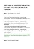 SUPERVISION OF POLICE PERSONNEL FINAL&NewLine;PAPER 2026 COMPLETE QUESTIONS&NewLine;ANSWERS PREMIUM STUDY GUIDE&NewLine;