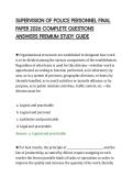SUPERVISION OF POLICE PERSONNEL FINAL&NewLine;PAPER 2026 COMPLETE QUESTIONS&NewLine;ANSWERS PREMIUM STUDY GUIDE&NewLine;