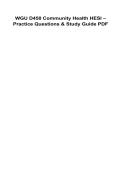 WGU D450 Community Health HESI Practice Questions and Study Guide PDF 2025&sol; 2026 100&percnt; Verified with Correct Questions and Answers