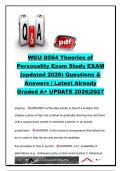 WGU D564 Theories of Personality &vert; 180&plus; Exam Study Questions & Answers &vert; Behaviorism&comma; Social Learning&comma; Cognitive Psychology&comma; Personality Disorders & DSM &vert; Western Governors University