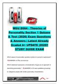 WGU D564 Theories of Personality &vert; 40&plus; Section 1 Quiz & Exam Questions with Answers &vert; Personality Theories&comma; Freud&comma; Jung&comma; Rogers&comma; Maslow&comma; Big Five & Research Methods &vert; Western Governors University