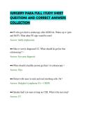 SURGERY PAEA FULL STUDY SHEET&NewLine;QUESTIONS AND CORRECT ANSWERS&NewLine;COLLECTION&NewLine;