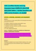 CADC &lpar;Certified Alcohol and Drug &NewLine;Counselor&rpar; Exam COMPLETE SOLUTION &NewLine;2025&sol;2026 Edition &vert; Verified Questions and &NewLine;100&percnt; Correct Answers &vert; A&plus; Graded
