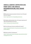 SURGICAL ASSISTANT CERTIFICATION 2026&NewLine;PATIENT SAFETY AND SURGICAL&NewLine;INSTRUMENTATION DRILL PACK ANSWER&NewLine;SHEET&NewLine;