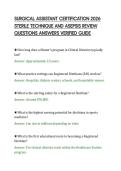 SURGICAL ASSISTANT CERTIFICATION 2026&NewLine;STERILE TECHNIQUE AND ASEPSIS REVIEW&NewLine;QUESTIONS ANSWERS VERIFIED GUIDE&NewLine;