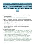 SURGICAL TECHNOLOGY MIDTERM&NewLine;CH 1-6 FINAL TEST 2026 QUESTIONS&NewLine;WITH CORRECT ANSWERS GRADED&NewLine;A&plus;&NewLine;