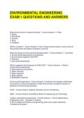 ENVIRONMENTAL ENGINEERING EXAM 1 QUESTIONS AND ANSWERS