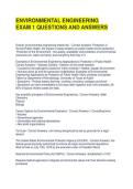 ENVIRONMENTAL ENGINEERING EXAM 1 QUESTIONS AND ANSWERS