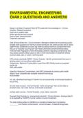 ENVIRONMENTAL ENGINEERING EXAM 2 QUESTIONS AND ANSWERS