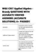 WGU C957 Applied Algebra &ndash; Brandy Questions and Answers