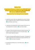 Robotics Final  &NewLine;Comprehensive Resource To Help You Ace 2026-2027 Exams &NewLine;Includes Frequently Tested Questions With ELABORATED &NewLine;100&percnt; Correct COMPLETE SOLUTIONS  &NewLine;Guaranteed Pass First Attempt&excl;&excl; Current Update&excl;&excl;