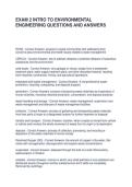 EXAM 2 INTRO TO ENVIRONMENTAL ENGINEERING QUESTIONS AND ANSWERS