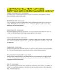 CA BRANCH 2 FIELD REP STUDY GUIDE QUESTIONS WITH CORRECT ANSWERS 2026-2027&period;