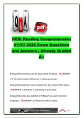 HESI A2 Reading Comprehension V1 & V2 2026 &vert; 120&plus; Exam Questions & Answers &vert; Main Idea&comma; Inference&comma; Vocabulary in Context & Nursing Entrance Exam