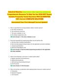 Industrial Robotics&colon; Safety Procedures&colon; OSHA&comma; Programming&comma; and Maintenance &NewLine;Comprehensive Resource To Help You Ace 2026-2027 Exams &NewLine;Includes Frequently Tested Questions With ELABORATED &NewLine;100&percnt; Correct COMPLETE SOLUTIONS &NewLine;Guaranteed Pass First Attempt&excl;&excl; 