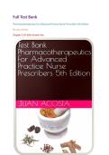 Full Test Bank &NewLine;Pharmacotherapeutics For Advanced Practice Nurse Prescribers 5th Edition&NewLine;By Juan Acosta  &NewLine;Chapter 1-55 With Answer Key&NewLine;