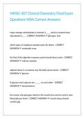 MMSC 407 Clinical Chemistry Final Exam Questions With Correct Answers 