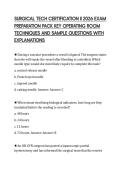 SURGICAL TECH CERTIFICATION II 2026 EXAM&NewLine;PREPARATION PACK KEY OPERATING ROOM&NewLine;TECHNIQUES AND SAMPLE QUESTIONS WITH&NewLine;EXPLANATIONS&NewLine;