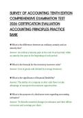 SURVEY OF ACCOUNTING TENTH EDITION&NewLine;COMPREHENSIVE EXAMINATION TEST&NewLine;2026 CERTIFICATION EVALUATION&NewLine;ACCOUNTING PRINCIPLES PRACTICE&NewLine;BANK&NewLine;