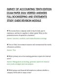 SURVEY OF ACCOUNTING TENTH EDITION&NewLine;EXAM PAPER 2026 VERIFIED ANSWERS&NewLine;FULL BOOKKEEPING AND STATEMENTS&NewLine;STUDY GUIDE REVISION MODULE