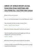 SURVEY OF WORLD HISTORY ACTUAL&NewLine;EXAM 2026 EXAM QUESTIONS AND&NewLine;SOLUTIONS FULL SOLUTION VIEW AHEAD